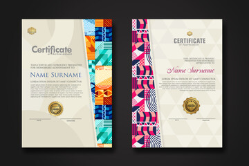 Certificate template with geometric artwork design and simple shapes.vector Illustration