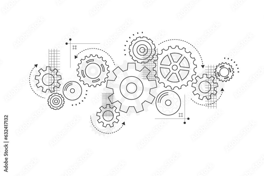 เวกเตอร์ Stock Abstract gear wheel mechanism background. Machine ...