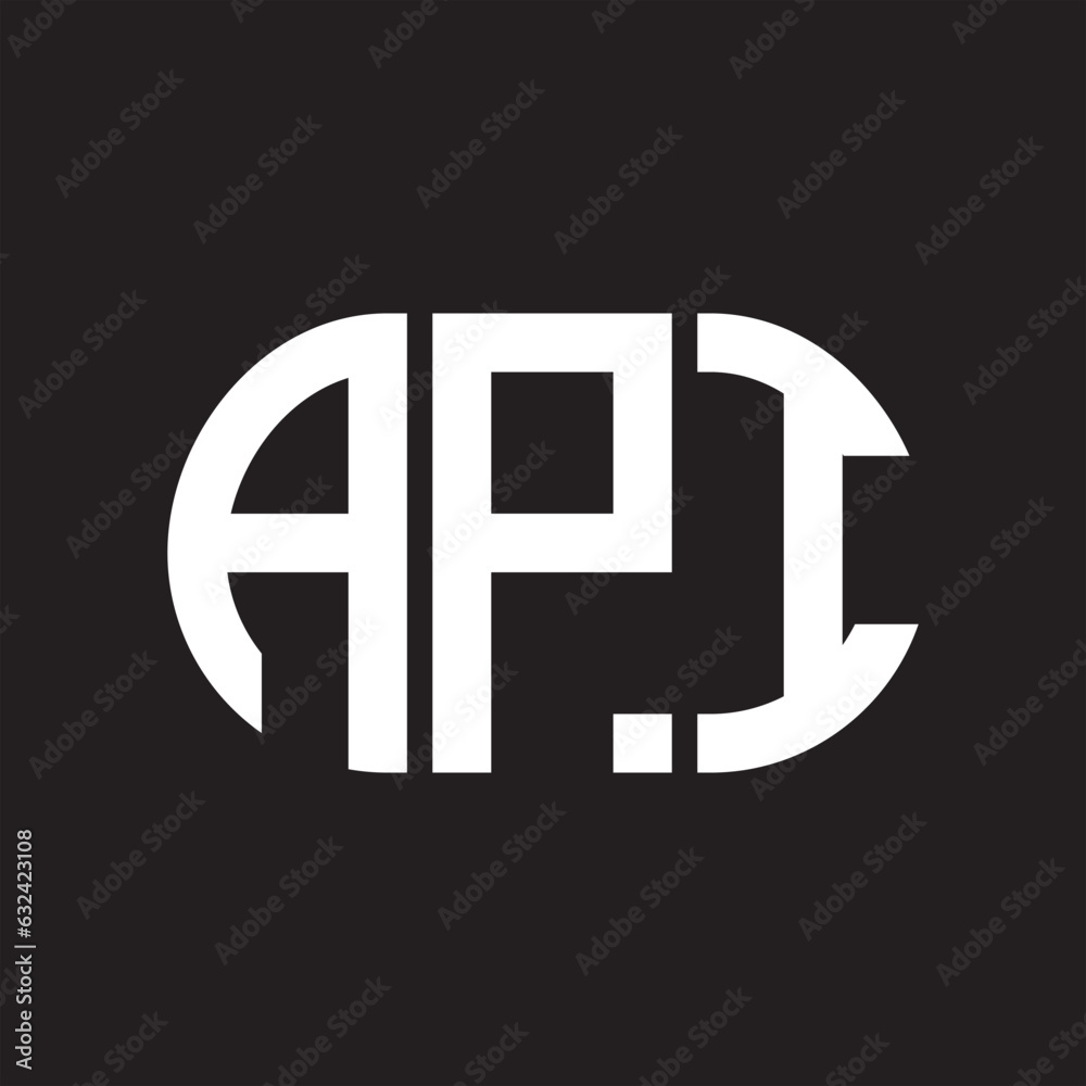 API letter technology logo design on black background. API creative ...