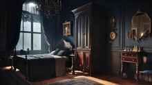 Interior Architecture Of An Old, Victorian Era Bedroom.