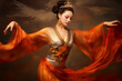 Illustration painting of a beautiful woman in Tang dynasty clothing dancing 