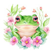 Cute Frog Watercolor Clipart, PNG