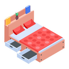 Wall Mural - Pack of Modern Bedrooms Isometric Icons  

