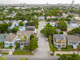 Sticker - Aerial photo residential homes in Galveston Beach Texas