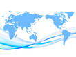 白バックにブルーの日本中心の世界地図のビジネスイメージ