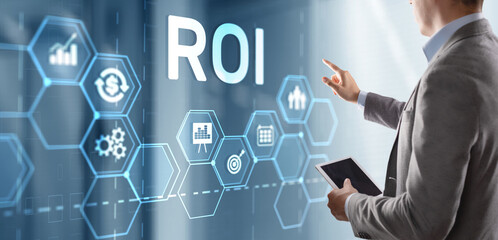 Wall Mural - Roi Return On Investment Business Technology Analysis Finance Concept