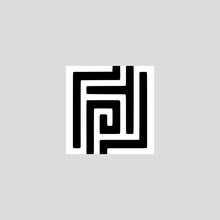 Simple Black White Square Maze Abstract Logo Vector Illustration Template Design