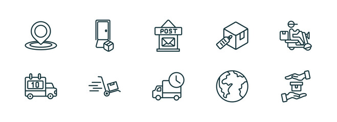 Poster - set of 10 linear icons from delivery and logistic concept. outline icons such as tracking, delivery 