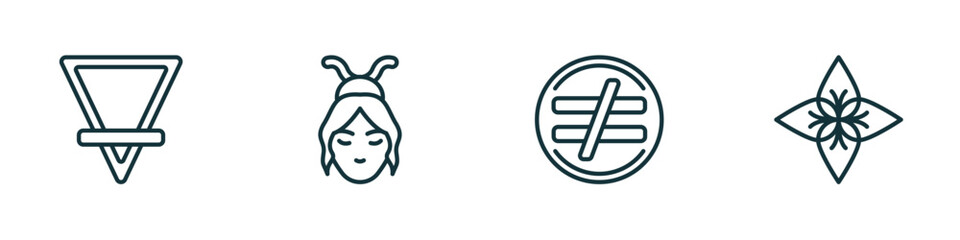 Poster - set of 4 linear icons from zodiac concept. outline icons included earth, beauty, inequality, affluen