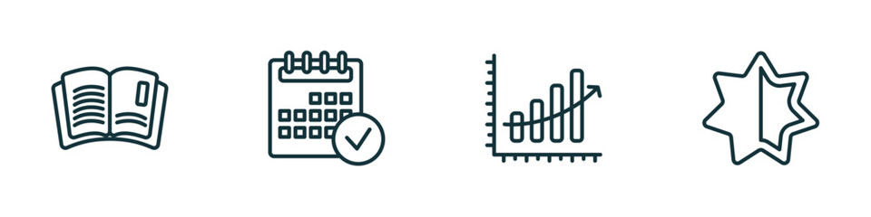 Poster - set of 4 linear icons from ultimate glyphicons concept. outline icons included reading, calendar che