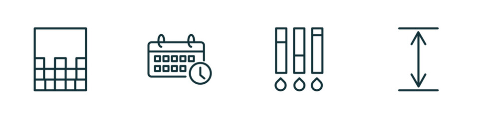 Poster - set of 4 linear icons from user interface concept. outline icons included gradient, timetable, ink level, height vector