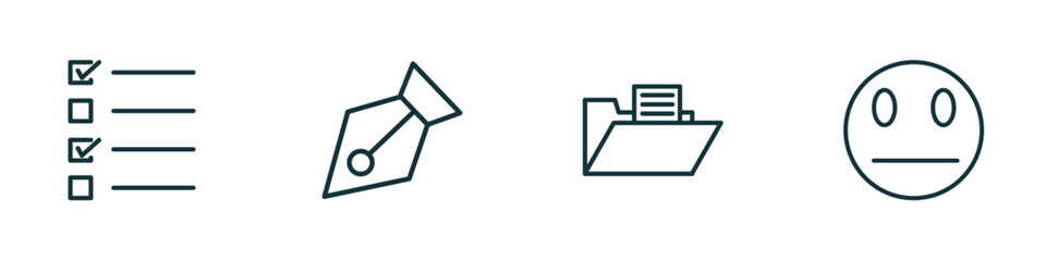 Poster - set of 4 linear icons from user interface concept. outline icons included test quiz, delete anchor p