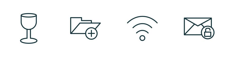 Poster - set of 4 linear icons from user interface concept. outline icons included glass material, add folder