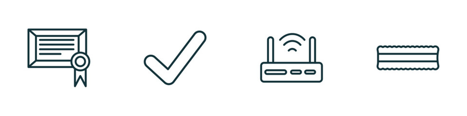 Poster - set of 4 linear icons from user interface concept. outline icons included digital certificate, tick 
