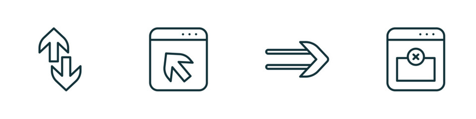 Poster - set of 4 linear icons from user interface concept. outline icons included up and down arrow, direct selection, slim right, remove right frame vector