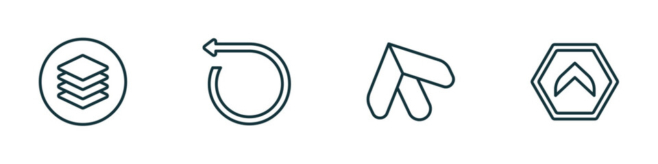 Poster - set of 4 linear icons from user interface concept. outline icons included layer button, rotate left, top arrow, top button vector