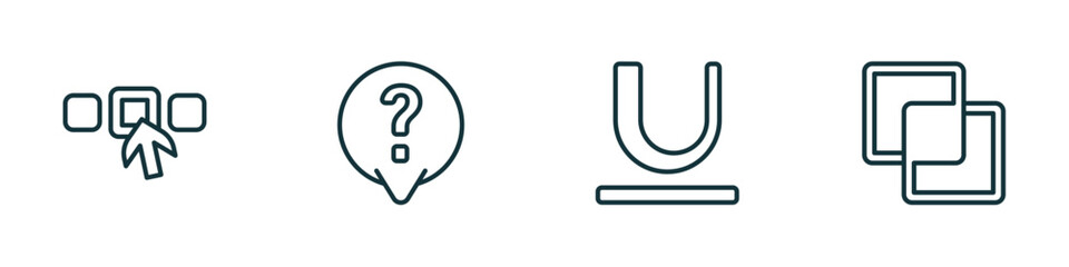 Poster - set of 4 linear icons from user interface concept. outline icons included elections, answer, underline, intersect vector