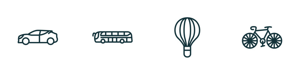 Poster - set of 4 linear icons from transportation concept. outline icons included hybrid car, modern bus, ho
