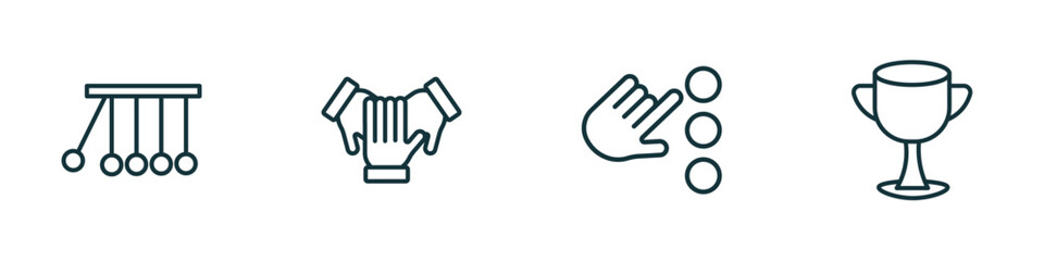 Poster - set of 4 linear icons from success concept. outline icons included reaction, cooperation, choose, cup vector