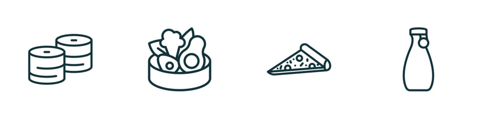 Poster - set of 4 linear icons from food concept. outline icons included maki, healthy food, italian, sake vector
