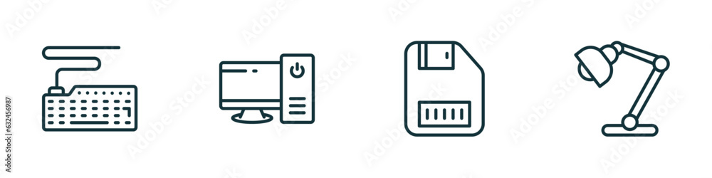 Practice Computer Icons set of 4 linear icons from computer concept. outline icons included ...