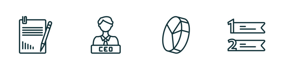 Poster - set of 4 linear icons from business concept. outline icons included profit report, chief executive o