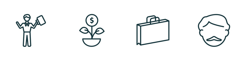 Poster - set of 4 linear icons from business concept. outline icons included man succesing, money investment,