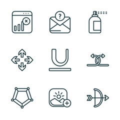 Poster - set of 9 linear icons from user interface concept. outline icons such as disconnect, anonymous messa