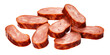 Sliced bratwurst sausage isolated on transparent or white background, png