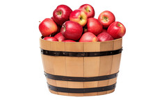 Apples In A Wooden Barrel Isolated On Transparent Or White Background, Png