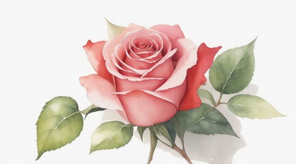 Wall Mural - There is a rose that is painted in watercolor on a white background by Generative AI