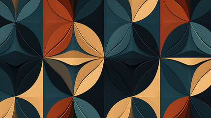 Poster - geometric floral abstract style wallpaper, minimalism