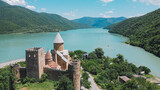 Fototapeta  - ananuri castle in country georgia