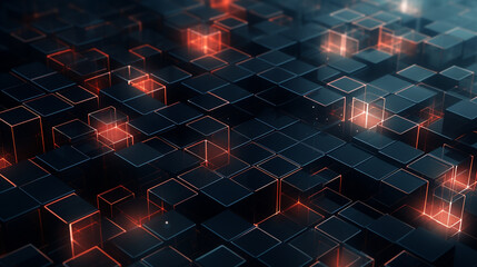 Poster - Futuristic digital blockchain background