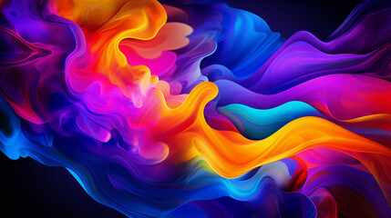Poster - a mesmerizing neon fluid abstract background vibrant neon colors and fluid motion