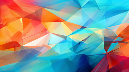 Poster -  a vibrant abstract background with overlapping geometric shapes in various bright colors