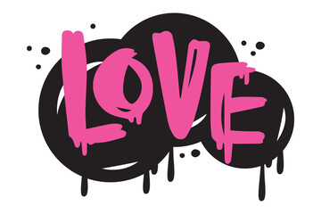 Sticker - Bright Pink Graffiti Love Inscription as Street Wall Painting Art Vector Illustration