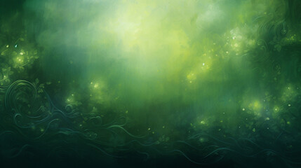 Poster - soft lighting effects, such as gentle gradients or radiant glow, to add depth and dimension to the abstract green background