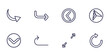 set of user interface thin line icons. user interface outline icons such as curve arrows, curve right arrow, navigation arrows, expand button, right curve arrow, expand arrows, refresh vector.