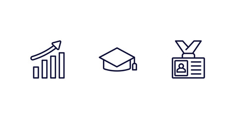 Sticker - set of strategy thin line icons. strategy outline icons included growth, graduation, visitor vector.