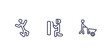 © Abstract - set of behavior and action thin line icons. behavior and action outline icons included stick man jumping, man welding, man wirth carry vector.