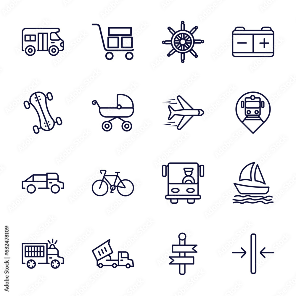 set of transportation thin line icons. transportation outline icons ...
