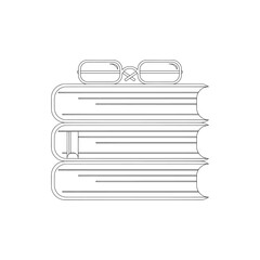 Fototapete - Book stack in outline icon. Three thick books with glasses vector illustration in unique and trendy flat style. Editable graphic resources for many purposes. 