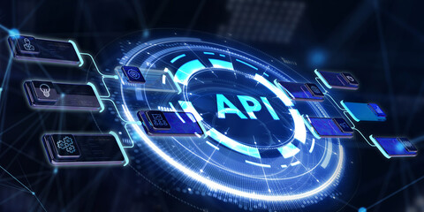 API - Application Programming Interface. Software development tool. Business, modern technology, internet and networking concept. 3d illustration
