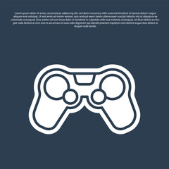 Poster - blue line gamepad icon isolated on blue background. game controller. vector
