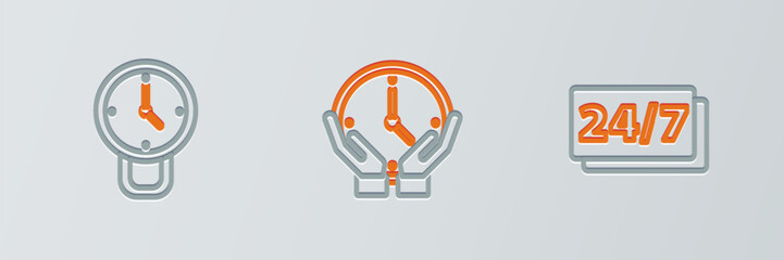 Poster - Set line Clock 24 hours, and icon. Vector