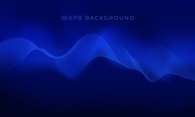 Wall Mural - Abstract dark Blue modern wave lines background