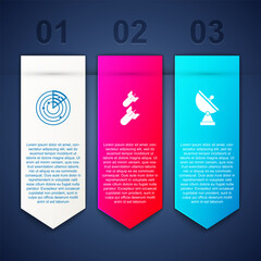 Poster - set radar with targets, aviation bomb and . business infographic template. vector