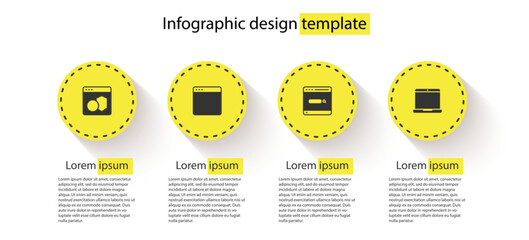 Sticker - Set Software, Browser window, Search engine and Laptop. Business infographic template. Vector