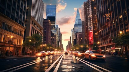 Poster - a city street at night